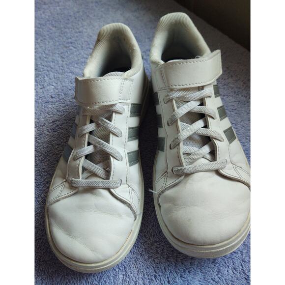 Adidas Grand Court 2.0 Shoes -White / Matte Silver - Kids - US Size 2.5 - Picture 3 of 16